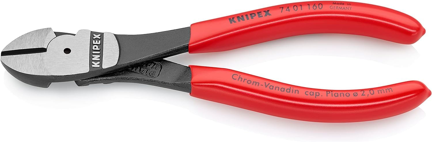 KNIPEX High Leverage Diagonal Cutter with Plastic Coating 160 mm, 74 01 160