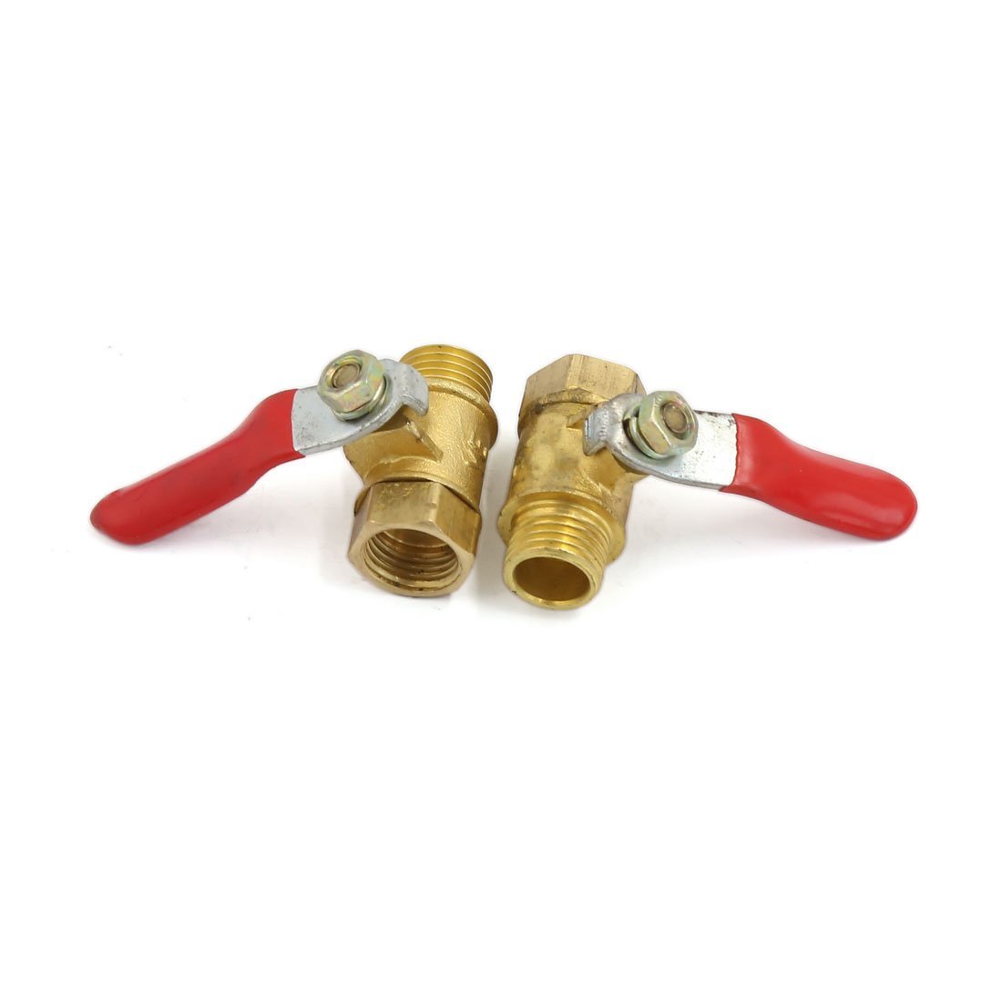 sourcingmap Ball Valve Shut-off Valve, 1/4BSP Male to 1/4BSP Female Thread, Pipe Tubing Fittings, 48mm Operation Handle, Brass Valve, Pack of 2