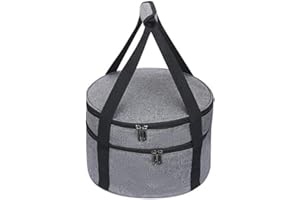 QCWN Casserole Carrier,Pie Carrier, Insulated Casserole Carriers Bag Case with Handle,2 Compartments Insulated lunch bag Food Carrier Hot Plate Salad Bowl Holder For Picnic Potluck Trip Holiday.Grey 12.5”