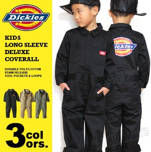Amazon ディッキーズ Dickies キッズ ボーイズ ガールズ レディース対応 バックプリント Tcツイル つなぎ カバーオール Ke6243 130 24 カーキ サロペット オーバーオール 通販