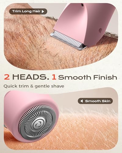 Bikini Trimmer Women, POPYES 2026 Upgrade Painless Razors,Trimmer for women & Body Hair Shaver Wet & Dry Waterproof for Shower Use, 2in1 Head with LED, USB Rechargeable with Cable, for Bikini Line