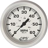 Faria Beede Instruments Faria 33147 Dress Speedometer GPS Studded 4" - White, 60 MPH