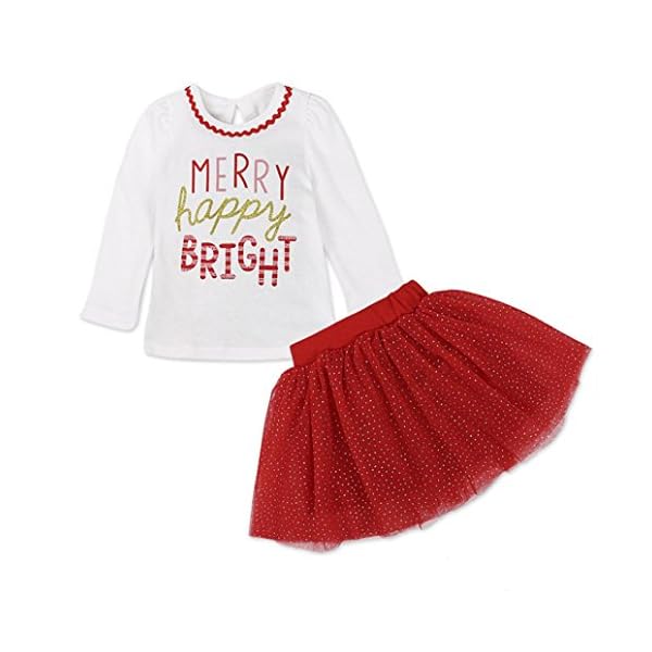 Kollmert Toddler Kid Baby Girl Letter T shirt Tops Princess Skirt Dress Christmas Set - Image 4