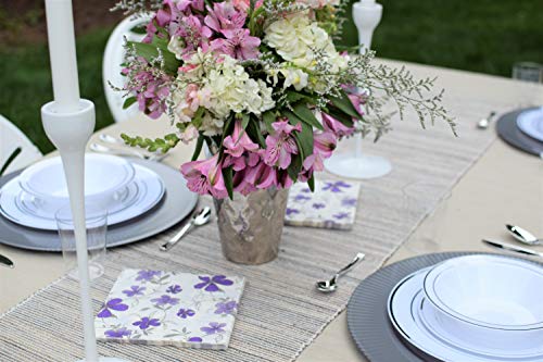 Exquisite Reflective (Silver Line) Plastic Plates-60 Peices Premium Heavyweight Plastic Dinnerware (30-10.25" Dinner and 30-7.5" Salad/Dinner) Wedding Like China - Image 3