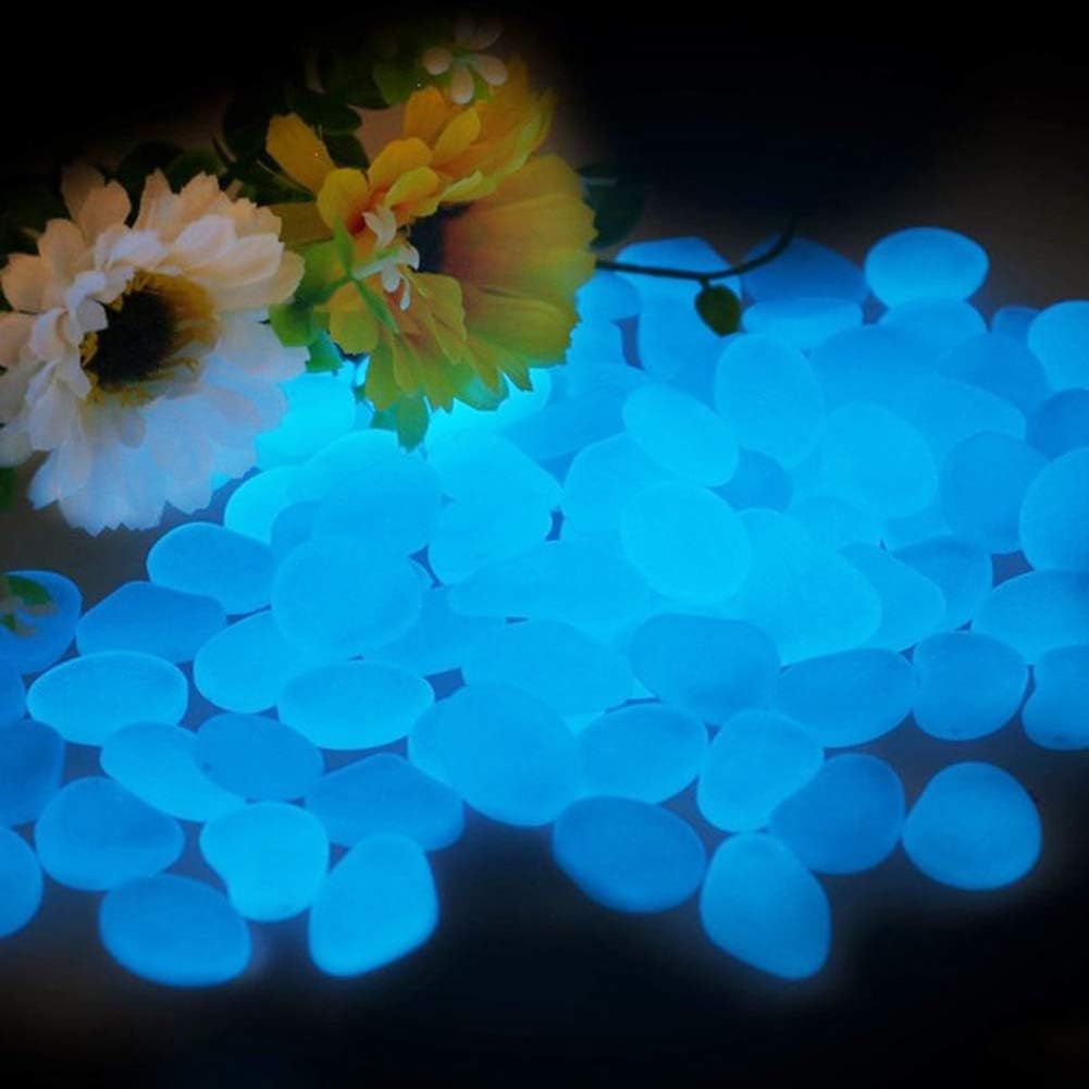 WenErJie Glow in The Dark Rocks, 200PCS Fairy Garden Decorations Stones, Outdoor Decor for Patio Stepping Stone Kit, Pebbles for Plants/Yard/Backyard/Fish Tank/Pool Stuff, Blue : Garden & Outdoor