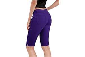 Hybrid & Company Womens Ultra Comfy Butt Lift Stretch Bermuda City Shorts with Pockets
