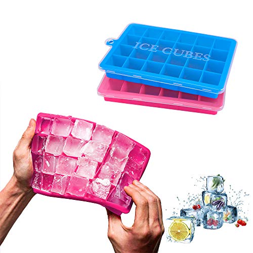 image for Rosoz Ice Cube Trays 2 Pack,Silicone Ice Tray with Removable Lid Easy-