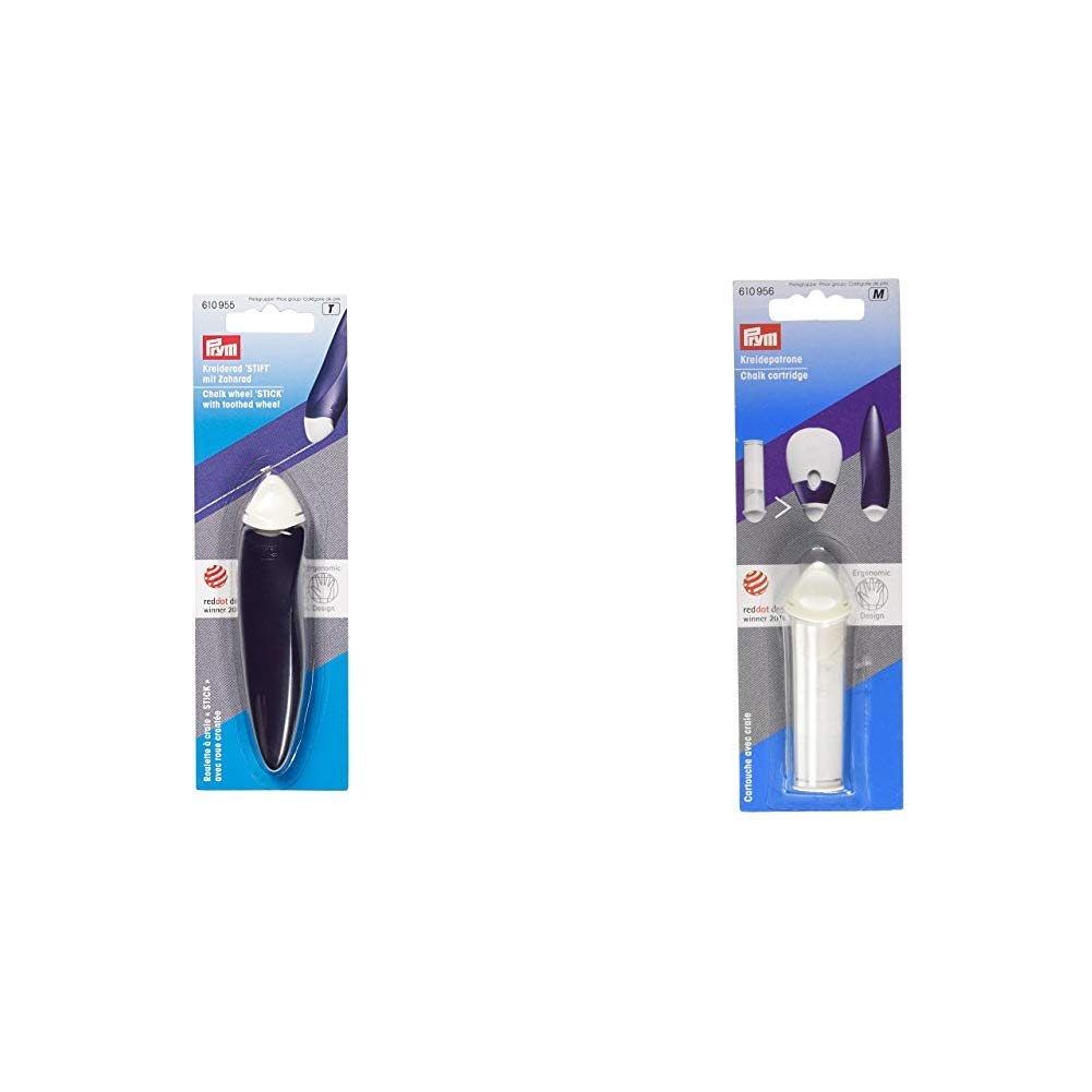 Prym Chalk Wheel Stick Ergonomic &Chalk Cartridge Ergonomic, White
