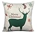 BLUETTEK Merry Christmas Series Cotton Linen Decorative Throw Pillow Covers 18 Inch by 18 Inch, (Set of 6)