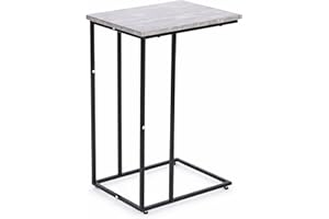 Homegar C-Shaped Side Table with Marble-Effect,Wooden Gold Metal Frame, Modern Bedside Sofa Snack Table, Bedside Nightstand C