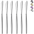 HOMQUEN Dinner Knives 6 Piece, Stainless Steel Matt Silver Dinner Knife, Sturdy butter knife, Modern Design butter knives, Dishwasher Safe (Matt Silver-8.9 Inch)