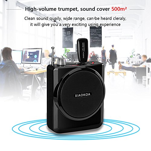 XIAOKOA 2.4G 40m Stable Wireless Voice Amplifier with Headset and Handheld 2 in 1 Wireless Microphone (N202black-2.4G)