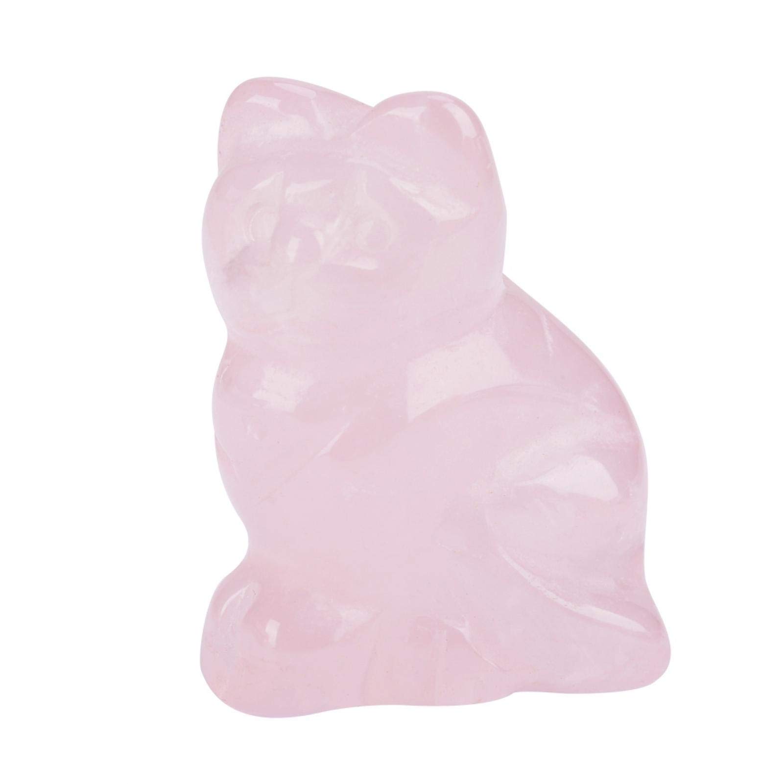Natural Rose Quartz Crystal Healing Stone Hand Carved Mixed Gemstone Cat Figurine Crystal Healing Stone for Home Decor Body Massage