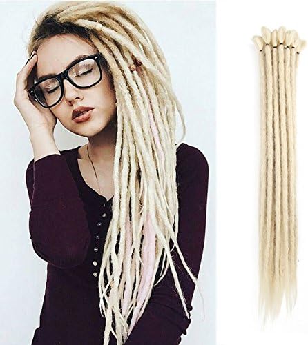 Dreadlocks Extension 20 Inch 10 Strands Handmade Dreads Synthetic Dreadlocks Crochet Braiding Hair (20 inch, Pale Blonde)