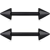 Ruifan 316L Stainless Steel Spike Nipple Shield Barbell Ring Bar Body Piercing Retainer 14G 1/2Inch