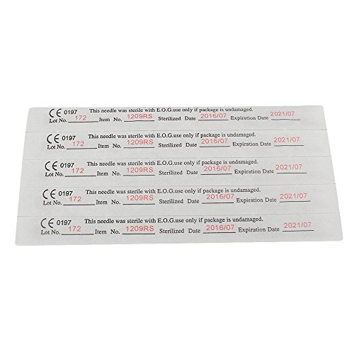 Wormhole Assorted Tattoo Needles #12 Standard Disposable & Sterilized Mix Sizes 3RL 5RL 7RL 9RL 5RS 7RS 9RS 5MG 7MG 9MG Tattoo Liner Needles Tattoo Shader with Blue Dot - Box of 50