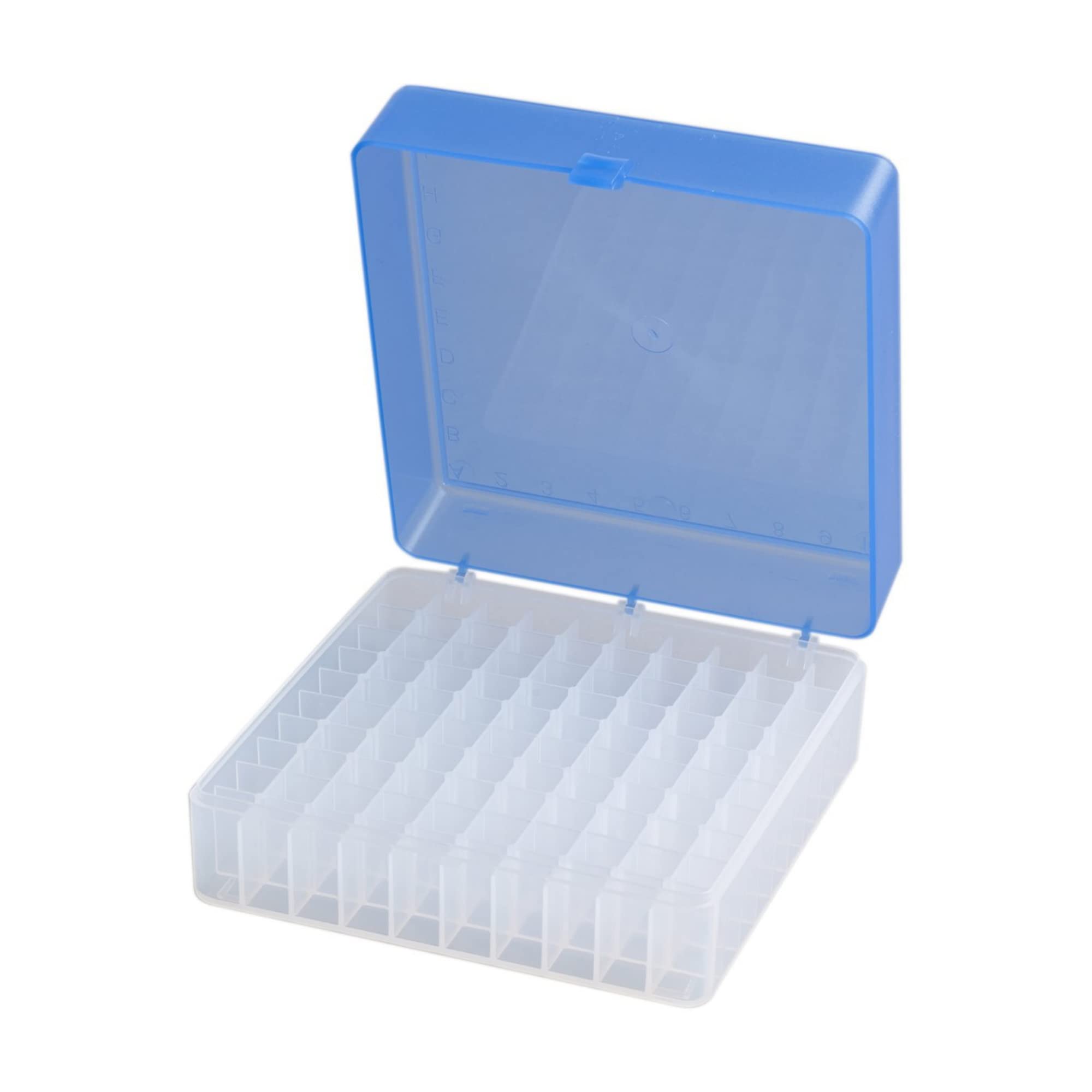 Camlab Plastics RTP/72101-B Storage Box, 100 Place, Polypropylene, Blue