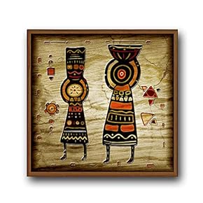 Framed Canvas Wall Art for Living Room, Bedroom Indian Tribe Totem Theme Canvas Prints for Home Decoration Ready to Hang - 16x16 inches