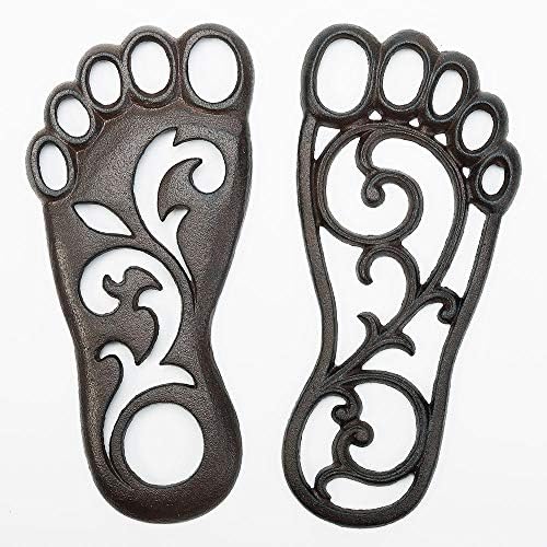 Sungmor Heavy Obligation Solid Iron Stepping Mat – Retro Type Left & Proper Footprint Entrance Door Mat Floor Decor – Outside Backyard Garden Panel Ornamental Stepping Metallic Stone – 11.8×5.5Inch & 1 Pair Pack