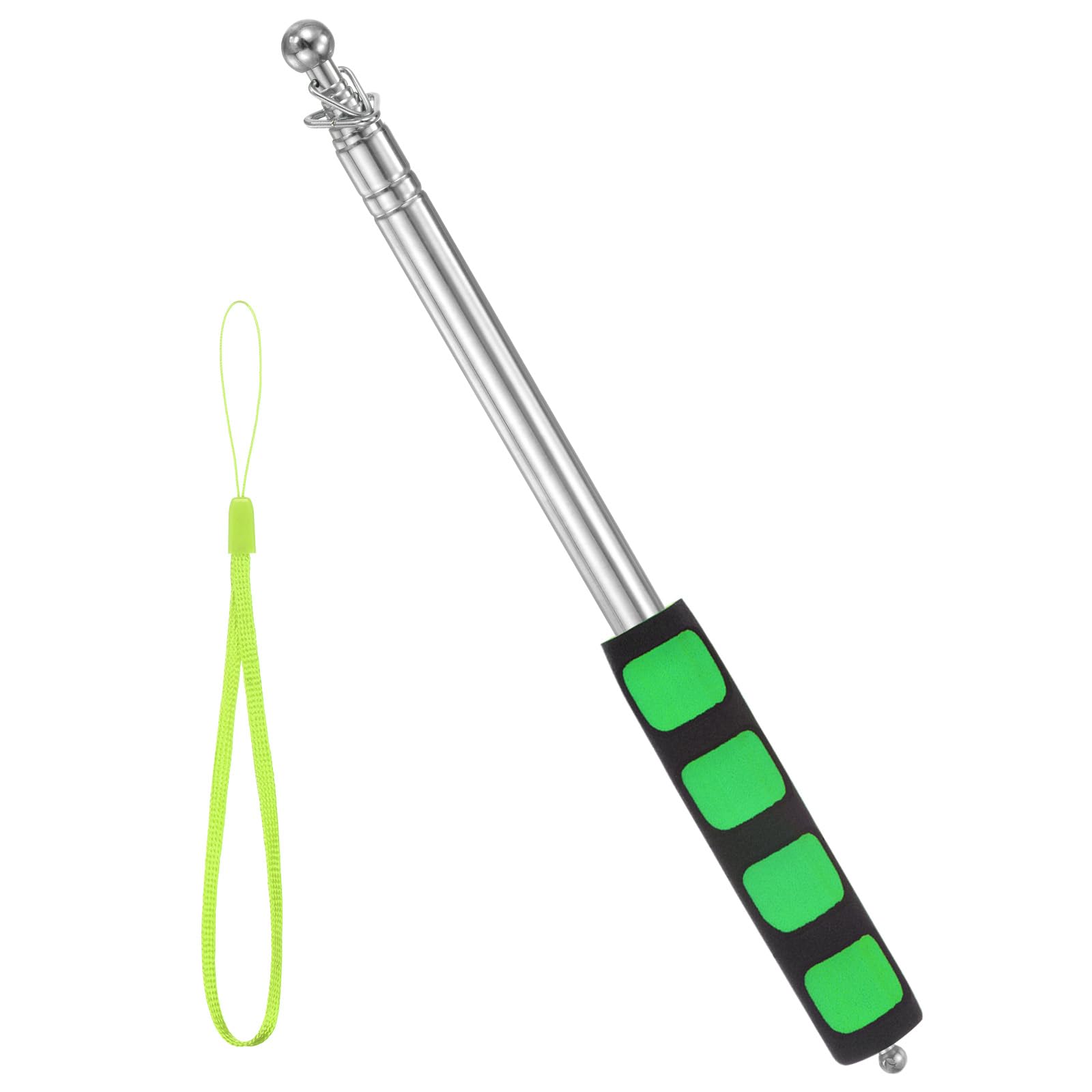 M METERXITY Flag Pole - 5.25 Feet Telescopic Handheld Flagpoles, Tour Guide Portable Flag Pole, Stainless Steel & Handheld, Anti-Slip Grip Apply to Pointer for Teacher/Outdoor (Green)