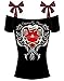 Ofenbuy Women Casual Skull Print Tops Bowknot Off Shoulder Tees Plus Size 5XL