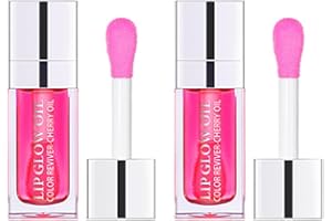 UNYOKE Plumping Lip Oil, Hydrating Gloss Tinted Lip Balm Transparent Lip Care, Big Brush Head Glitter Shine, Long Lasting Nourishing Non-sticky Fresh Texture(2PCS RASPBERRY)