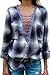 Yidarton Women Long Sleeve Plaid Shirt V Neck Casual Loose Pocket Button Down Shirts