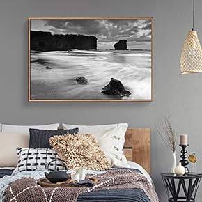 Floating Framed Canvas Wall Art for Living Room, Bedroom Black and White Water Canvas Prints for Home Decoration Ready to Hang - 16x24 inches