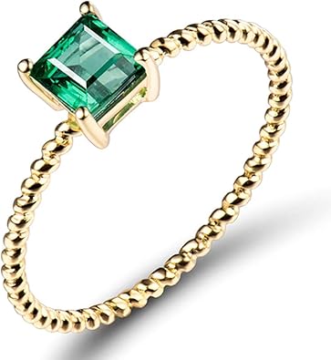 Beyond 14K Rose Yellow Gold Green Emerald Tourmaline Ring Engagement Wedding for Women