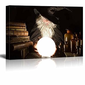 Canvas Prints Wall Art - Fortune Teller Looking into The Future at Halloween | Modern Wall Decor/Home Decoration Stretched Gallery Canvas Wrap Giclee Print. Ready to Hang - 12" x 18"