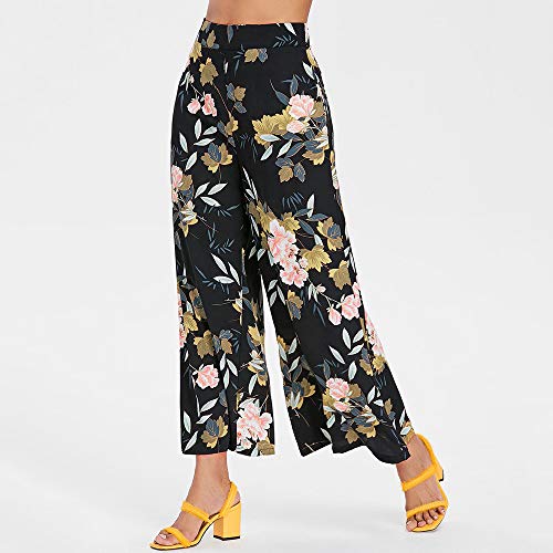 Sunmoot Wide Leg Pants for Women Stretchy High Waist Boho Print Pajama Yoga Pants Palazzo Trousers