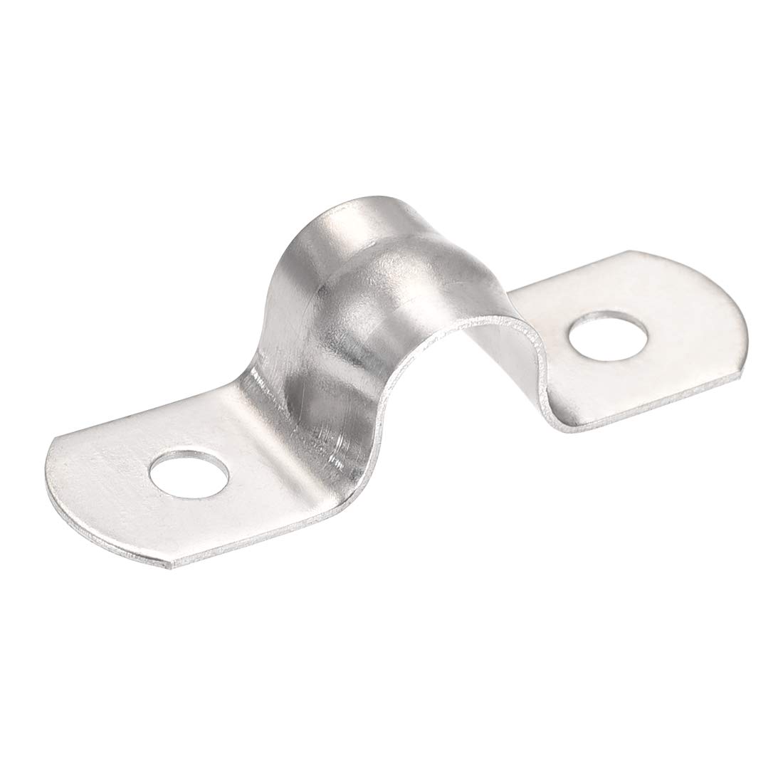 sourcing map 10mm(0.4") Rigid Pipe Strap 2 Holes Tube Straps 201 Stainless Steel Tension Tube Clip Clamp 45pcs