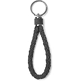BETTERHUMZ Leather Key Fob Car Weave Keychain Ring Woven Strap Braided Key Chain for Alcantara Accessories