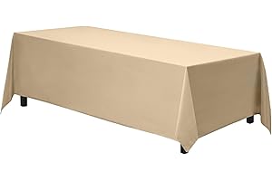 Gee Di Moda Rectangle Tablecloth - 70 x 120 Inch Beige Table Cloth for 6 or 8 Foot Rectangle Table - Heavy Duty Washable Fabric - for Buffet Table, Holiday Party, Dinner, Wedding & Baby Shower
