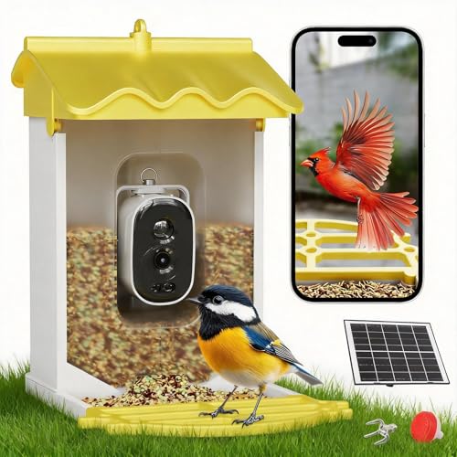Garvee Smart Bird Feeder with 4K Camera & AI Recognition - Solar Powered, 2L Ca…