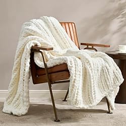 Amélie Home Chunky Knit Blanket Throw, Thick Soft