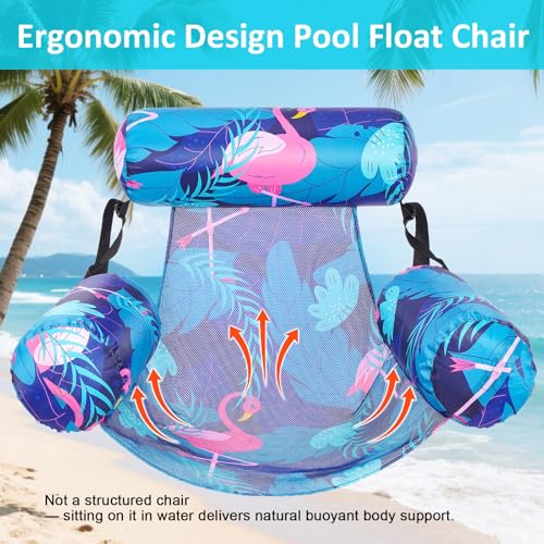 Inflatable Pool Float Chair - 2 Pack Pool Floats Adult Heavy Duty, Water Floating Lounge Chairs, Blow up Floaties Adults for Summer Fun Party Lake Beach