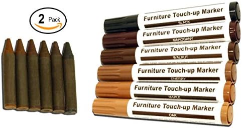 Total Furniture Repair System -Scratch Restore & Repair Touch-Up Kit - Felt Tip Markers, Wax Stick Crayons 24 Pcs