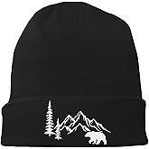 Black Knit Beanie Hat for Men Bear Classic Adult Beanie Cap Winter Warm Knitted Hat for Men Women Skull Hip Hop Cap for Men