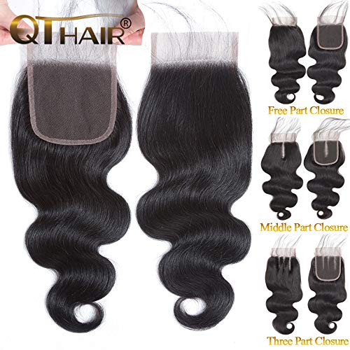 QTHAIR-12A-Body-Wave-Brazilian-Virgin-Human-Hair-with-4x4-Lace-Closure-16-inch-Natural-Black-Brazilian-Body-Wave-Human-Hair-Swiss-Lace-Closure-No-Bleached-Knots