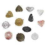 BIHRTC Pack of 12 Round and Heart Shape Photo Locket Frame Charms Pendants (6 colors)