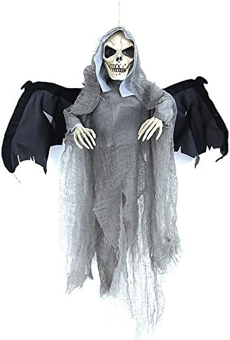 Halloween Haunted House Decoration Bar Ktv Terrorist Props Toys Sound Control Skull Bats Hang Ghost (Gray)
