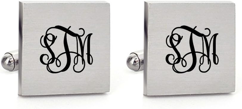 MUEEU Monogram Cufflinks Initial Wedding Tie Clip Set Name Letter Engraved Groomsman Groom Usher Jewelry