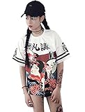 Girl Japanese Street Style Exaggerated Printing Loose T-shirt Student Teenager Tops Letter Harajuku Cloth