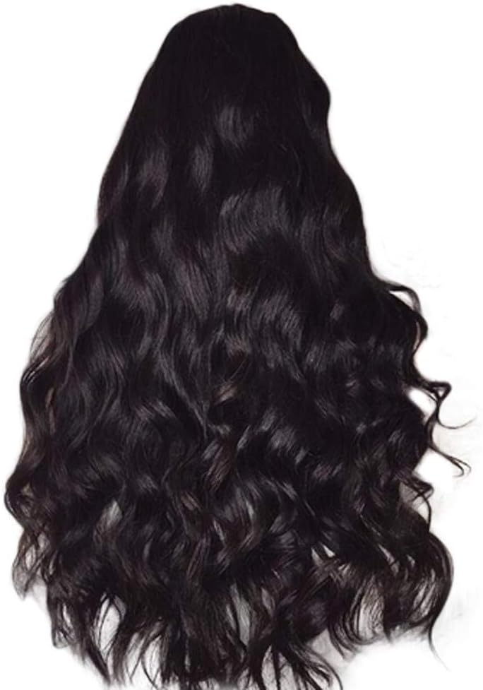 Cenyanga Brazilian Remy Human Hair Body Wave Lace Front Human Hair Wigs Side Slits Long Curly Hair Black Fluffy Big Wave Wig 25 Inch