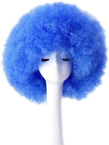 Cosplay Afro Wig Party Wig Multicolour Synthetic Wigs for Ball Fans Halloween ( Color : Blue )
