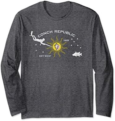 Unisex Key West Florida Spearfishing Long Sleeve, Freedive T Shirt 2XL Dark Heather
