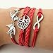 Juanerjie Wholesale 16pcs Vintage Multilayer Multicolor Woven Leather Alloy Owl Braided Infinity Bracelets