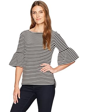 Women's 3/4 Bell Sleeve Boat Neck Top