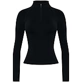 AUROLA Influence Workout Jacket for Women, Half Zip Cropped Slim Fit Long Sleeve Yoga Jackets Athletic Top with Thumb Holes